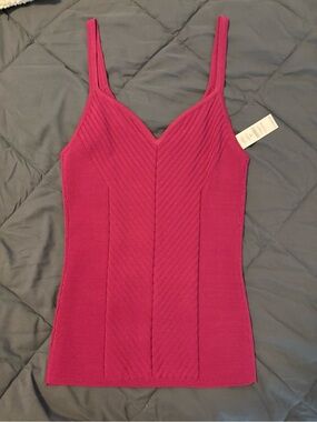 White House Black Market Raspberry Pink Ribbed V-Neck Cami
